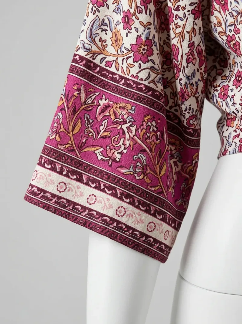Kimono court coton rayonne plage femme bohème