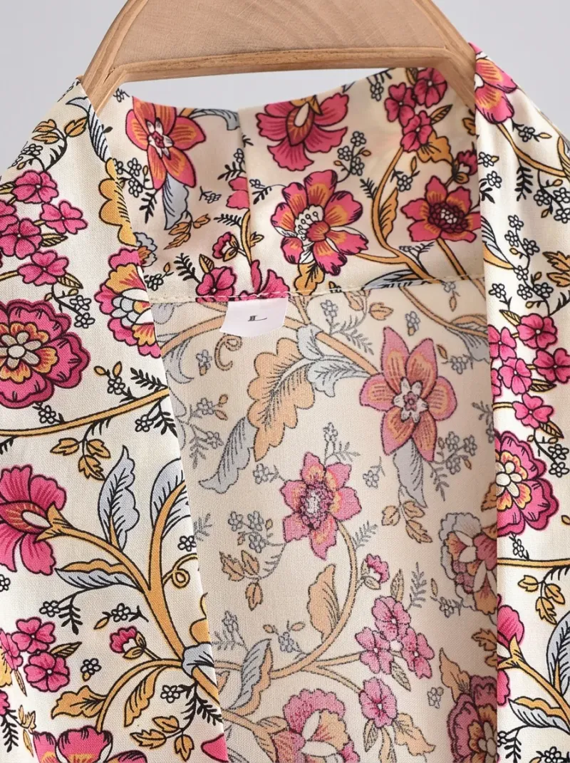 Kimono court coton rayonne plage femme bohème