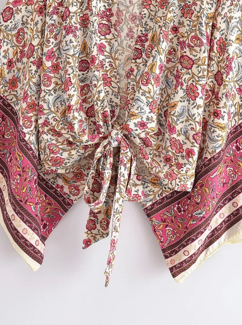 Kimono court coton rayonne plage femme bohème