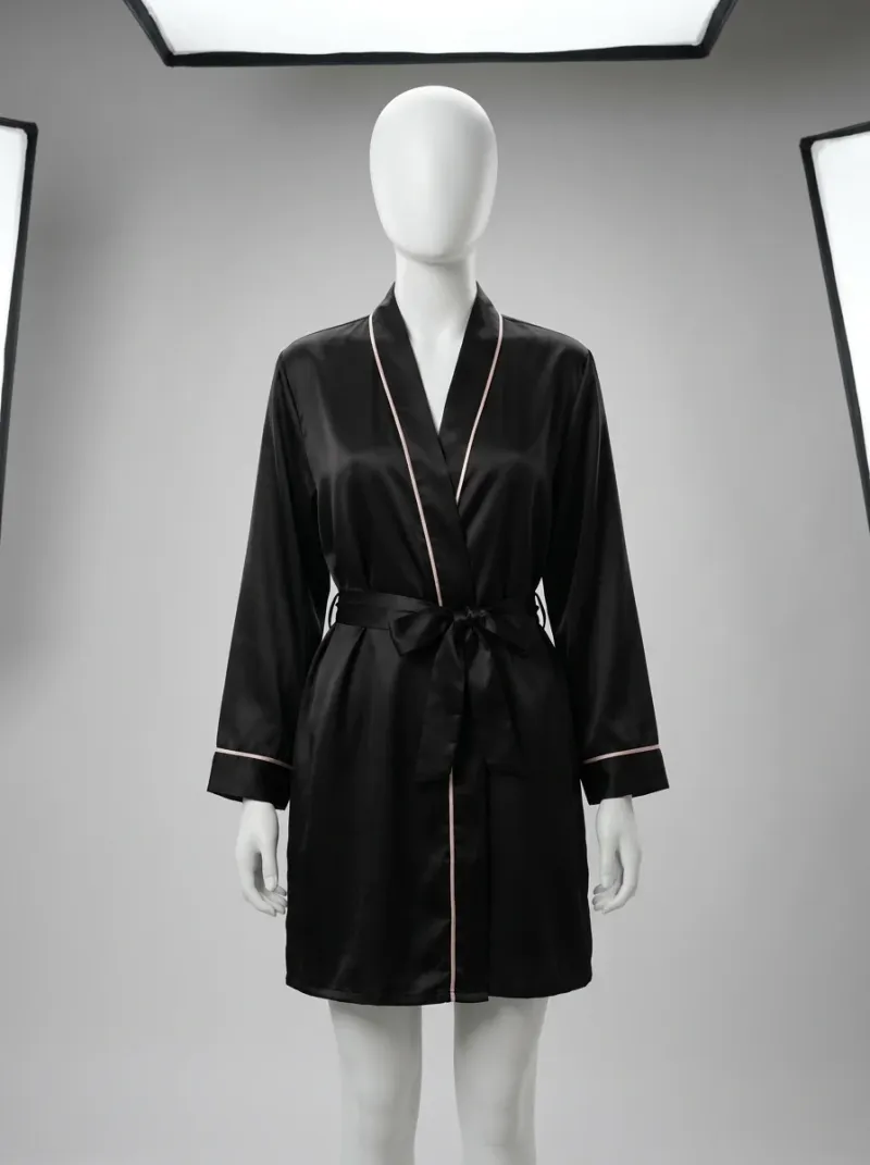 Kimono court polyester satiné femme raffiné décontracté