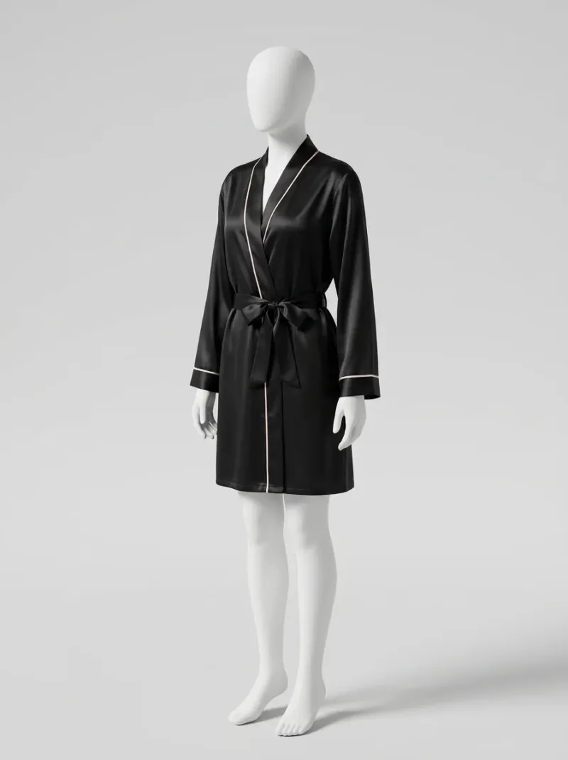 Kimono court polyester satiné femme raffiné décontracté