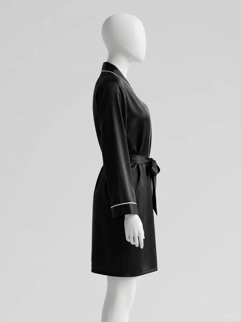 Kimono court polyester satiné femme raffiné décontracté