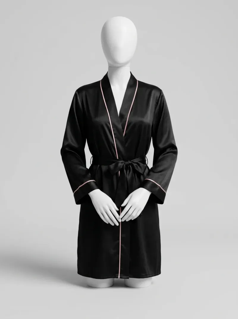 Kimono court polyester satiné femme raffiné décontracté