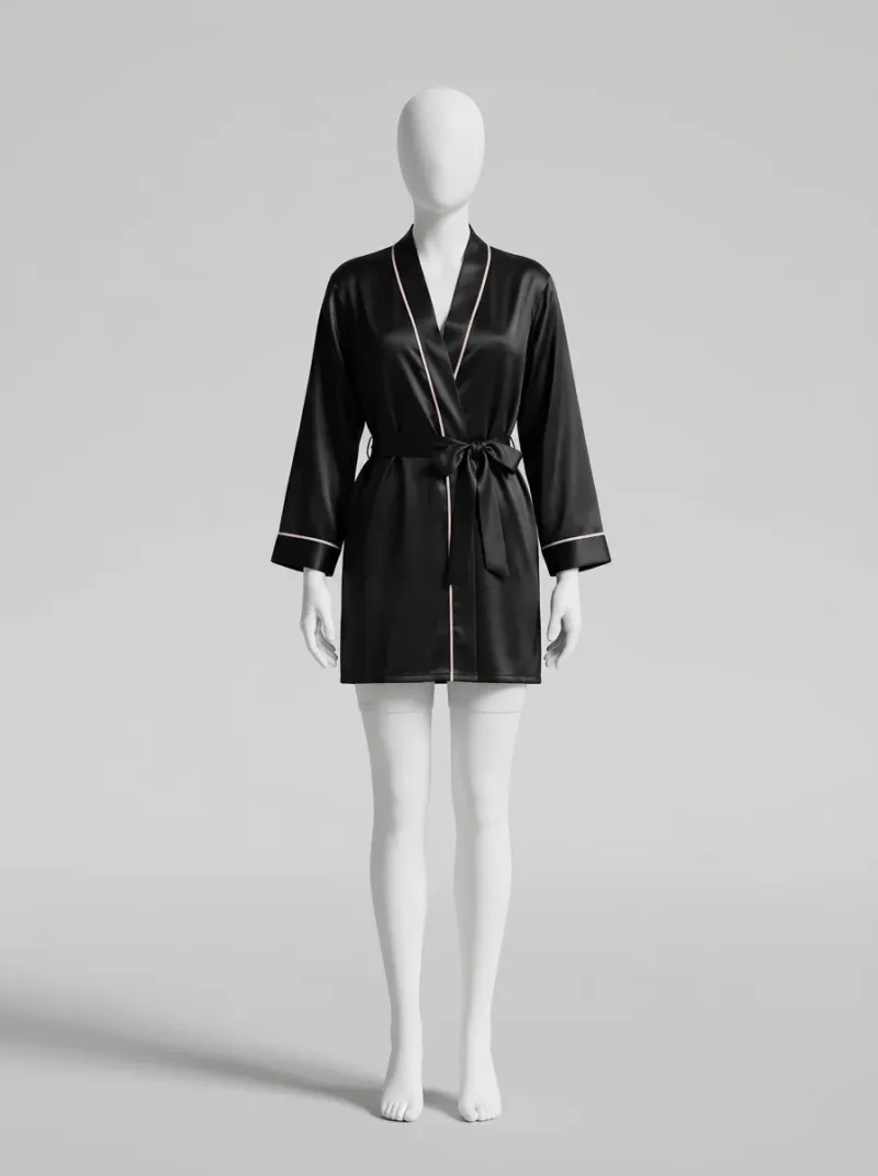 Kimono court polyester satiné femme raffiné décontracté