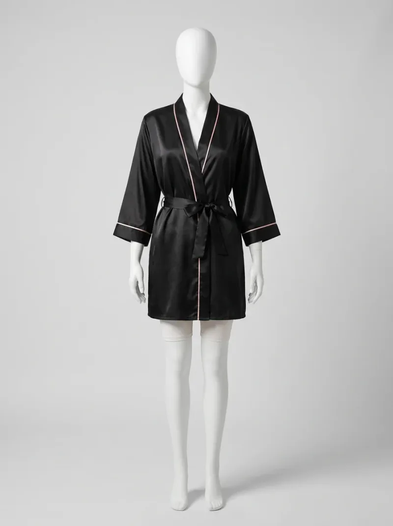 Kimono court polyester satiné femme raffiné décontracté