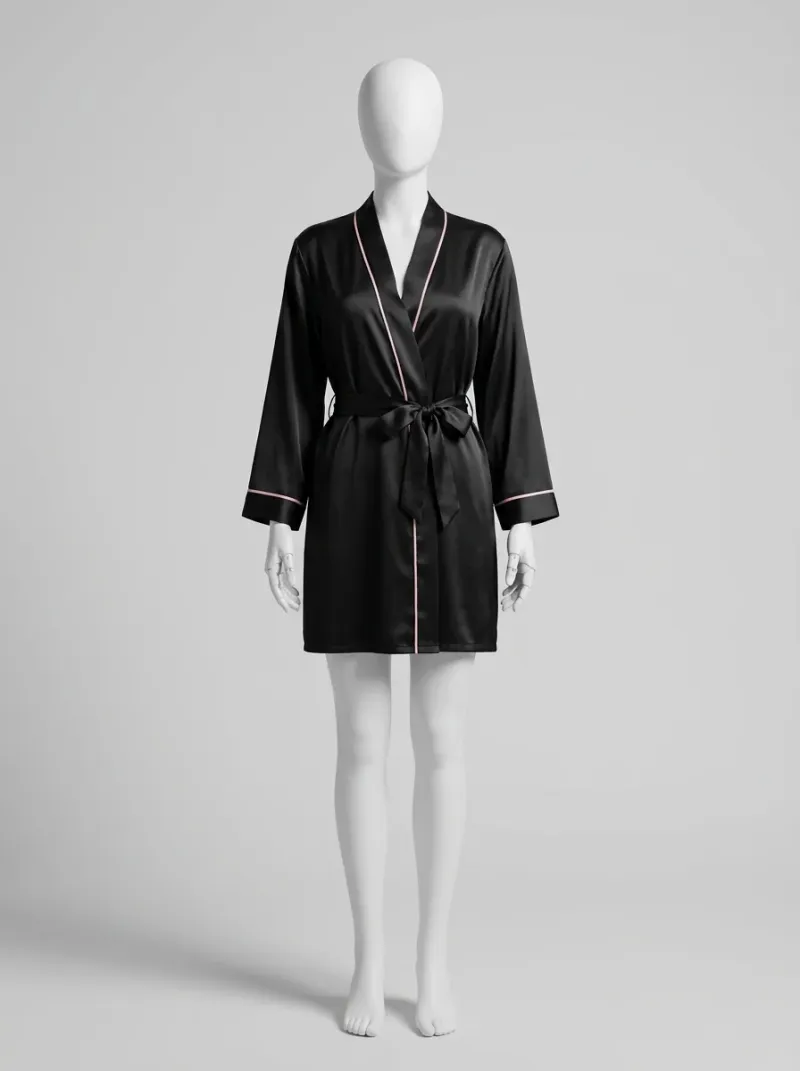 Kimono court polyester satiné femme raffiné décontracté