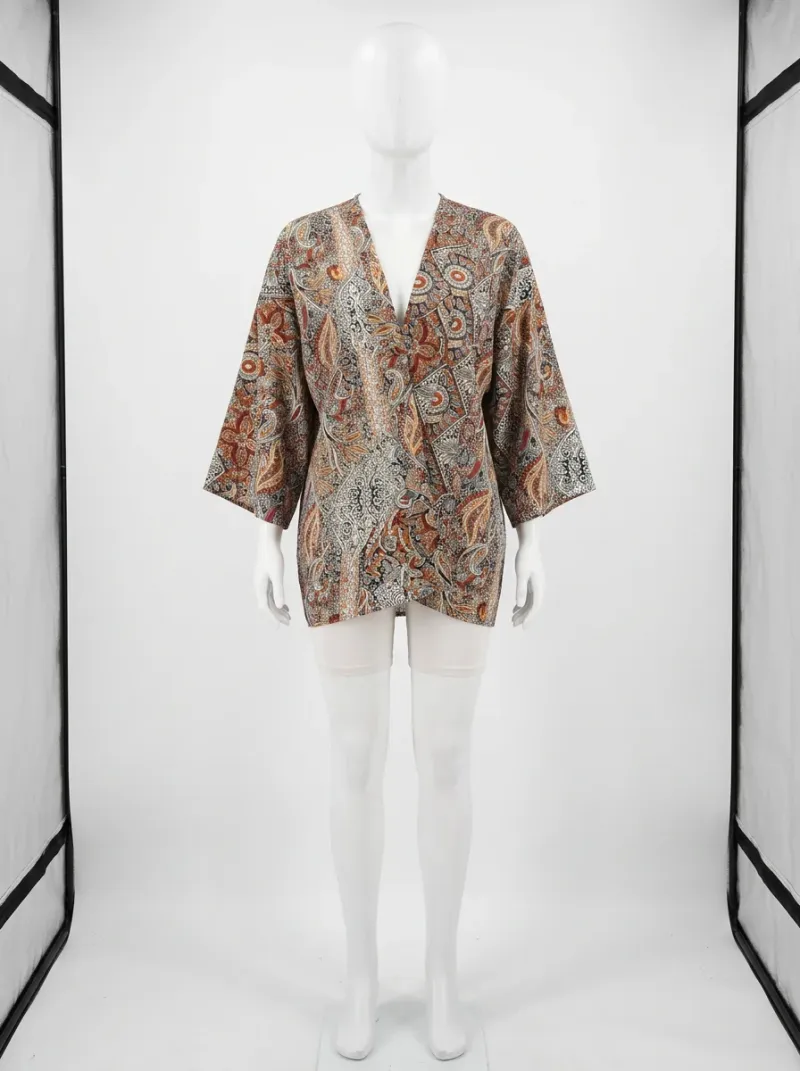 Kimono court polyester bohème femme estival fluide