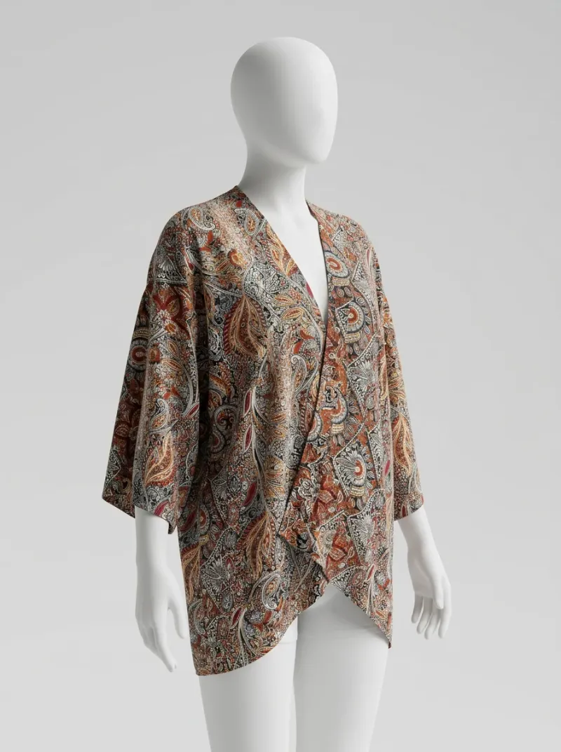 Kimono court polyester bohème femme estival fluide