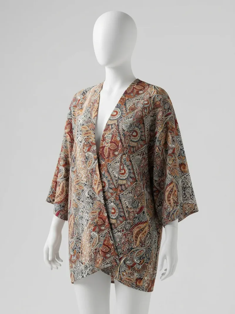 Kimono court polyester bohème femme estival fluide