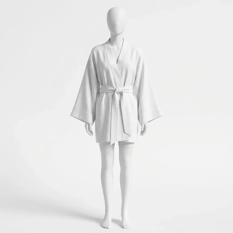 Kimono court coton lin robe plage élégante