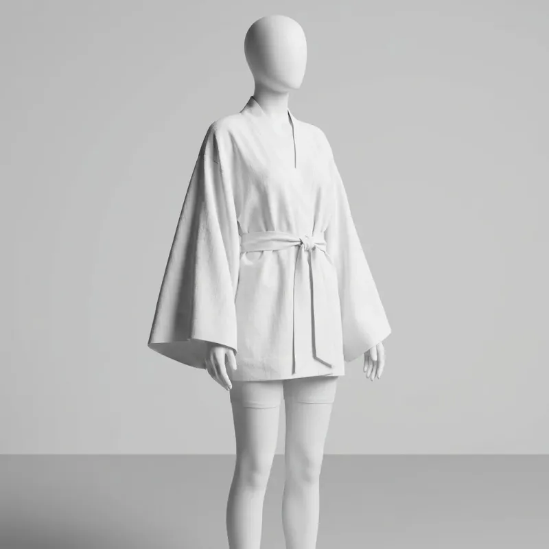 Kimono court coton lin robe plage élégante