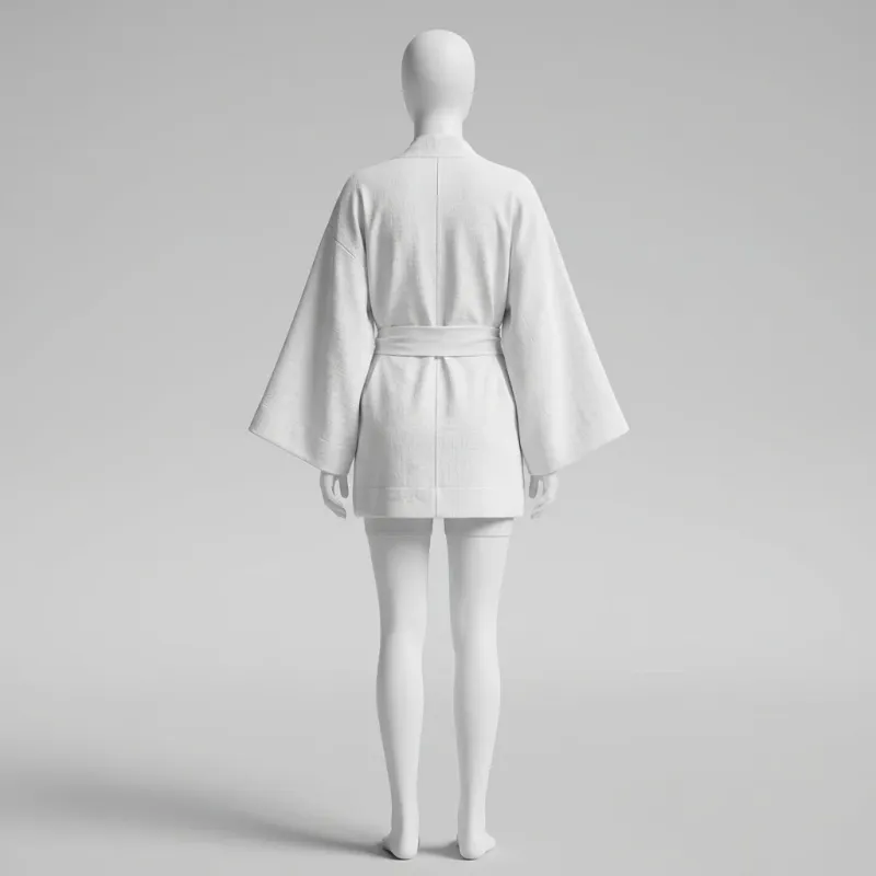 Kimono court coton lin robe plage élégante