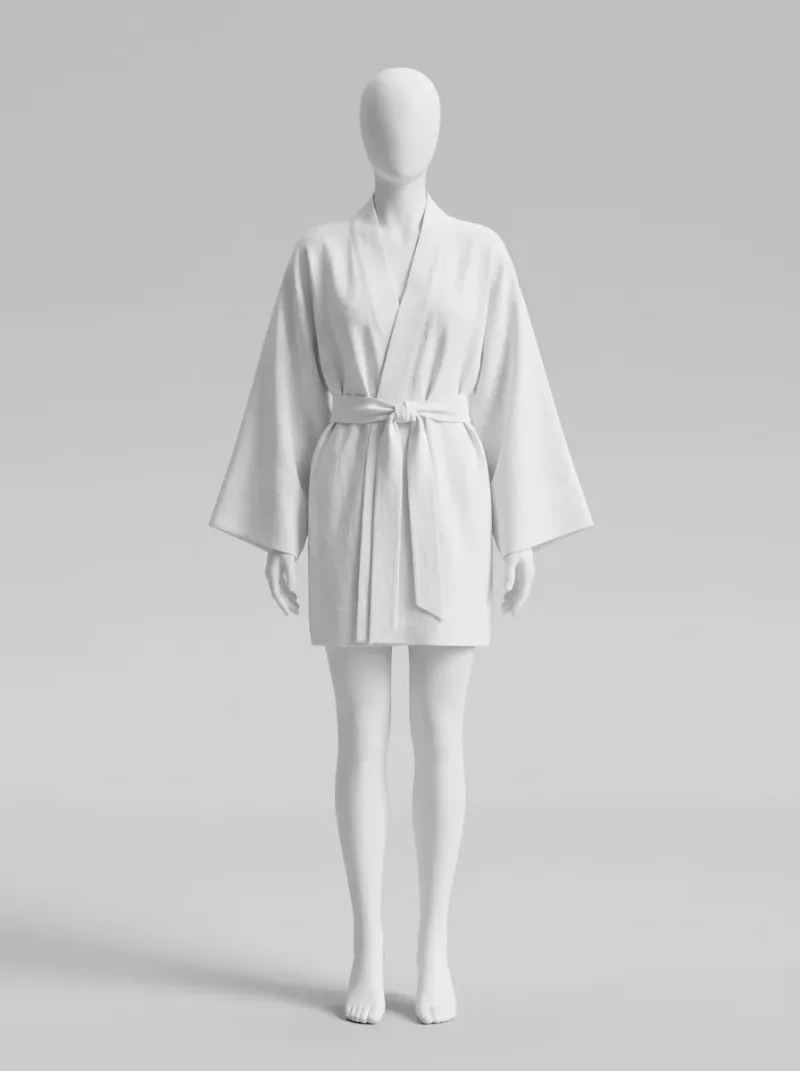 Kimono court coton lin robe plage élégante