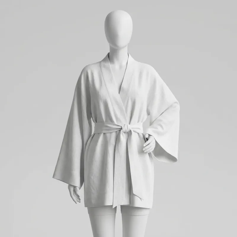 Kimono court coton lin robe plage élégante