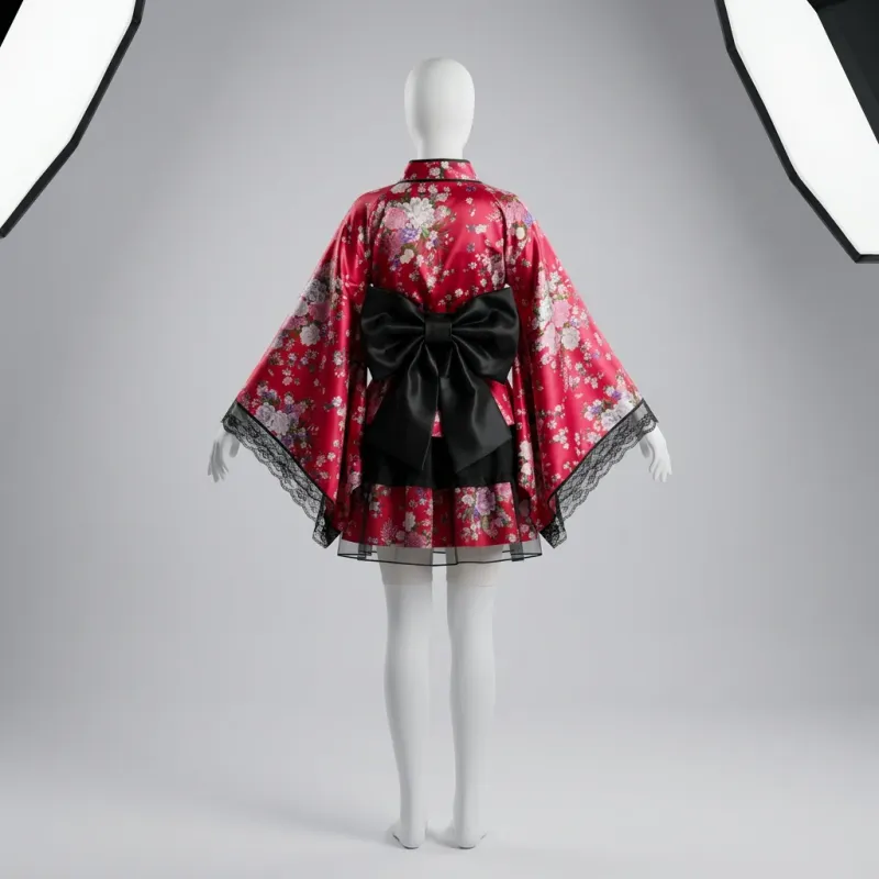 Kimono court polyester traditionnel cosplay femme
