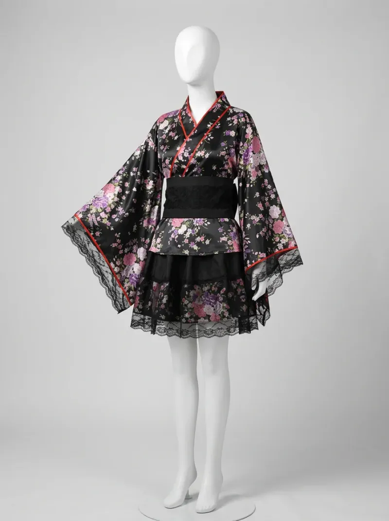 Kimono court polyester traditionnel cosplay femme