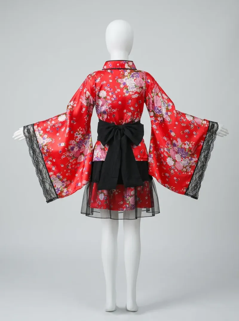 Kimono court polyester traditionnel cosplay femme
