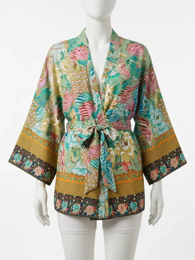 Kimono court rayonne bohème femme décontracté