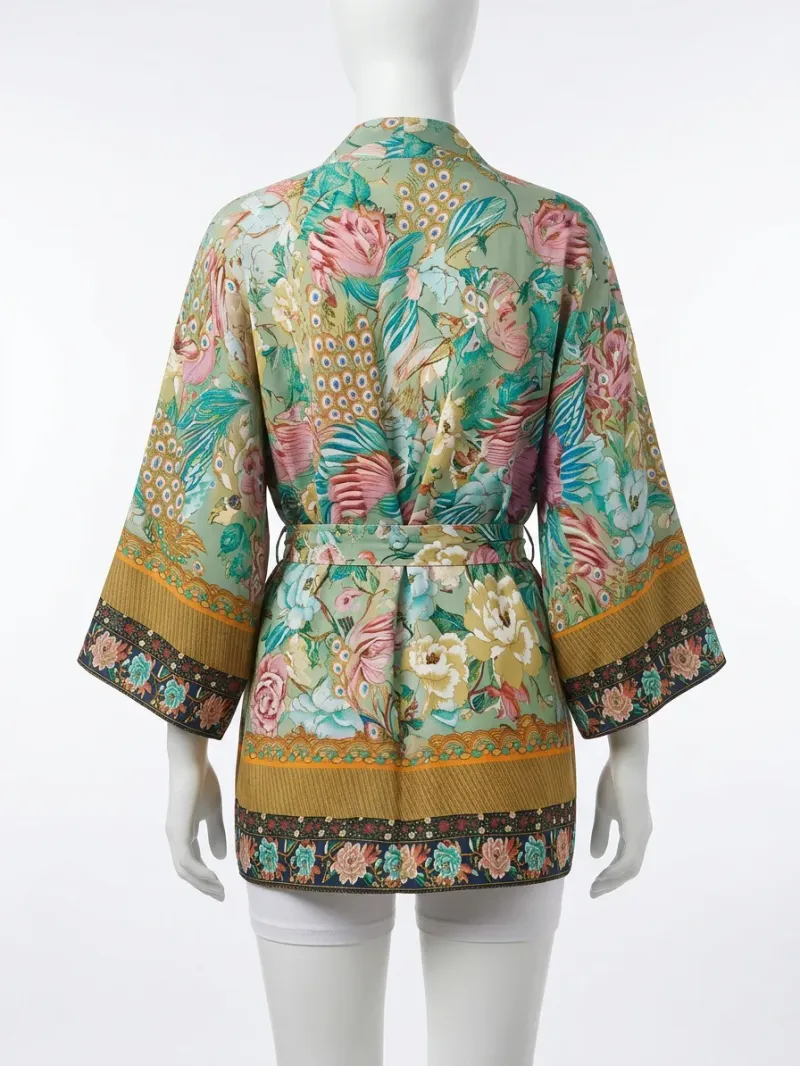 Kimono court rayonne bohème femme décontracté