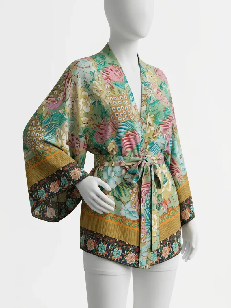 Kimono court rayonne bohème femme décontracté