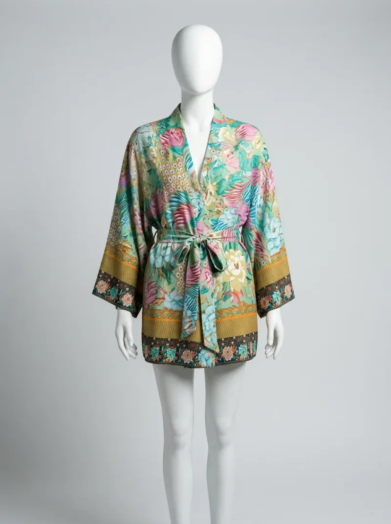 Kimono court rayonne bohème femme décontracté