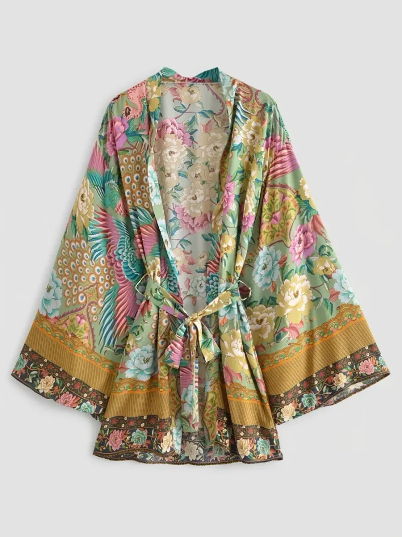 Kimono court rayonne bohème femme décontracté