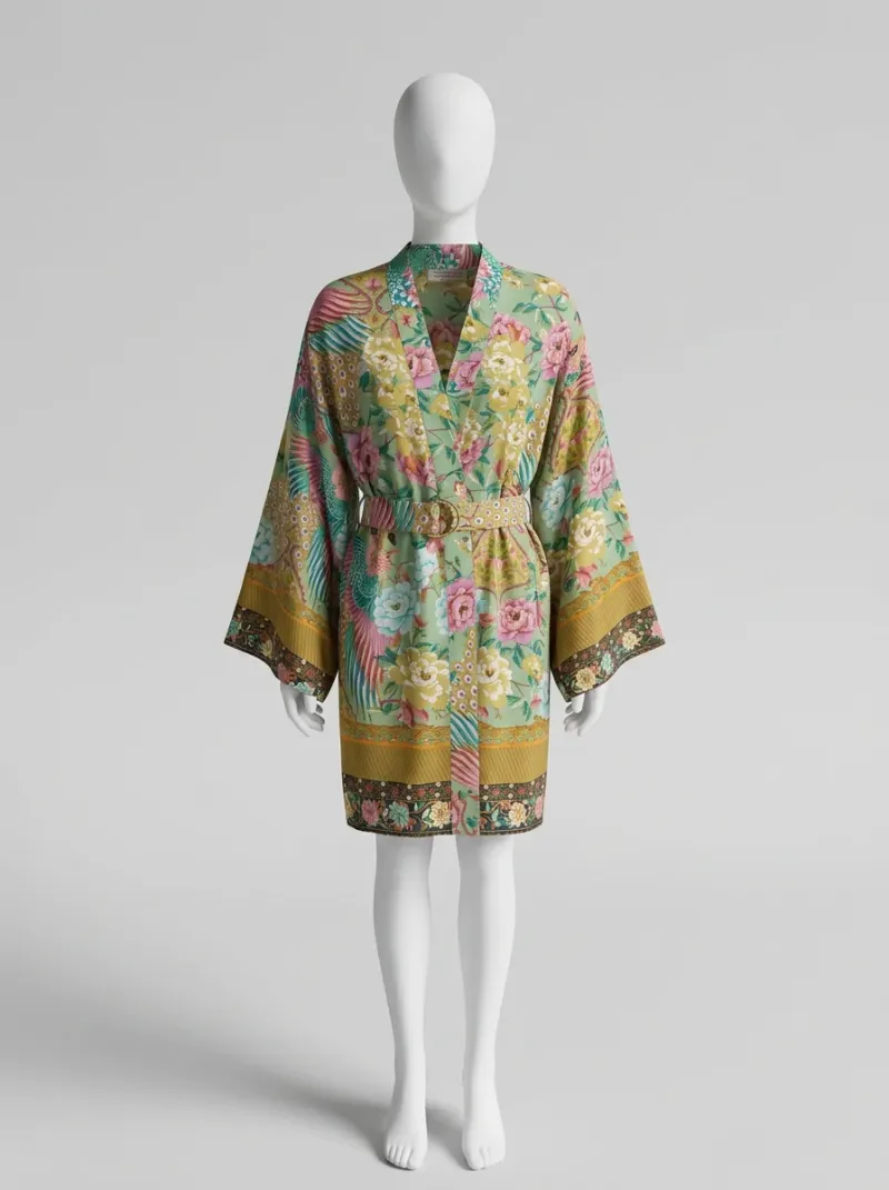 Kimono court rayonne bohème femme décontracté