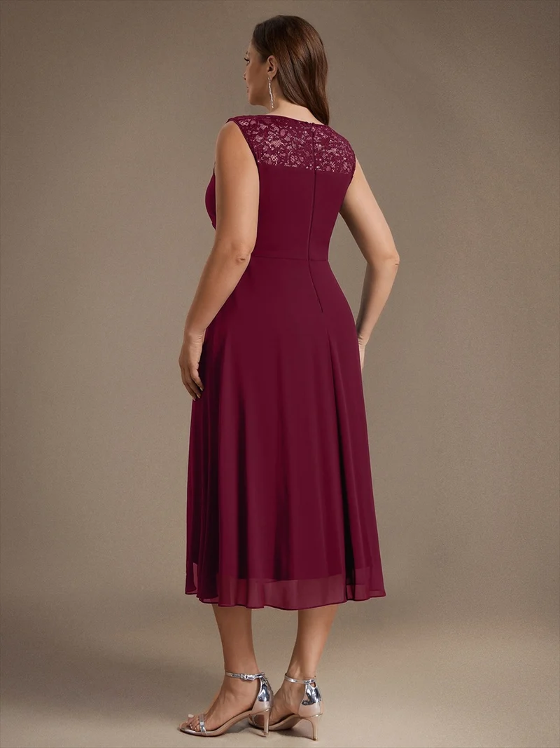 Robe d’invitée de mariage midi en mousseline à sequins