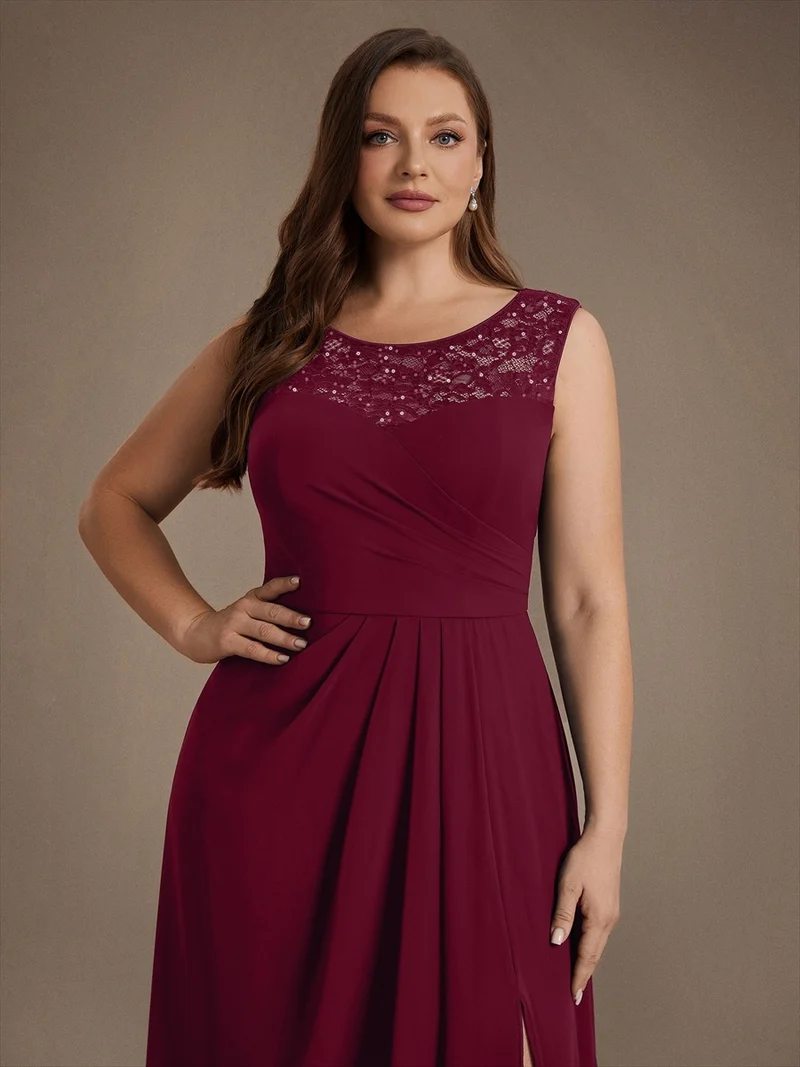 Robe d’invitée de mariage midi en mousseline à sequins