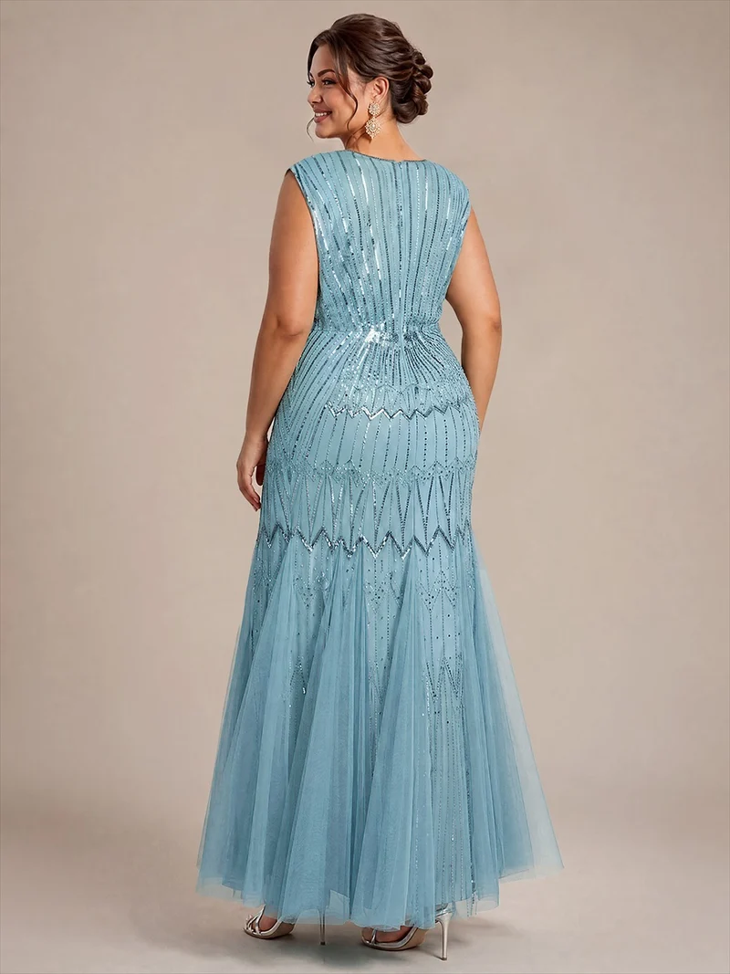 Robe de soirée sirène à sequins et perles