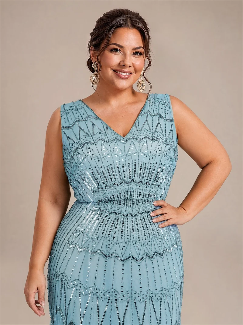 Robe de soirée sirène à sequins et perles