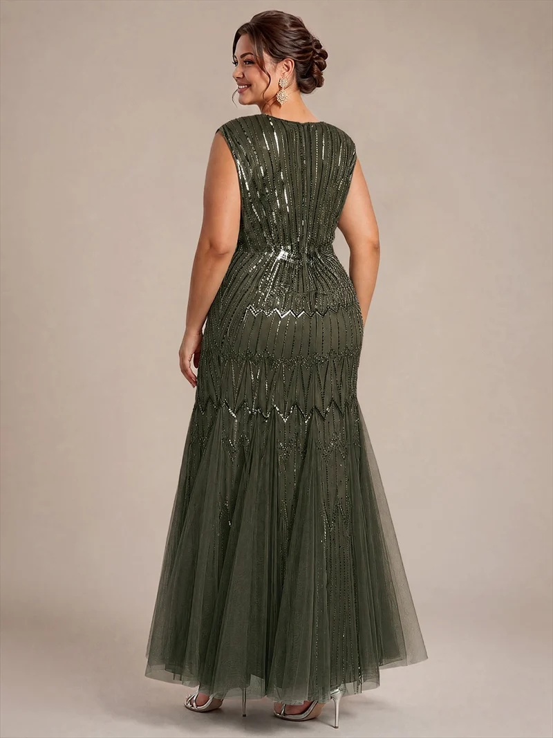Robe de soirée sirène à sequins et perles