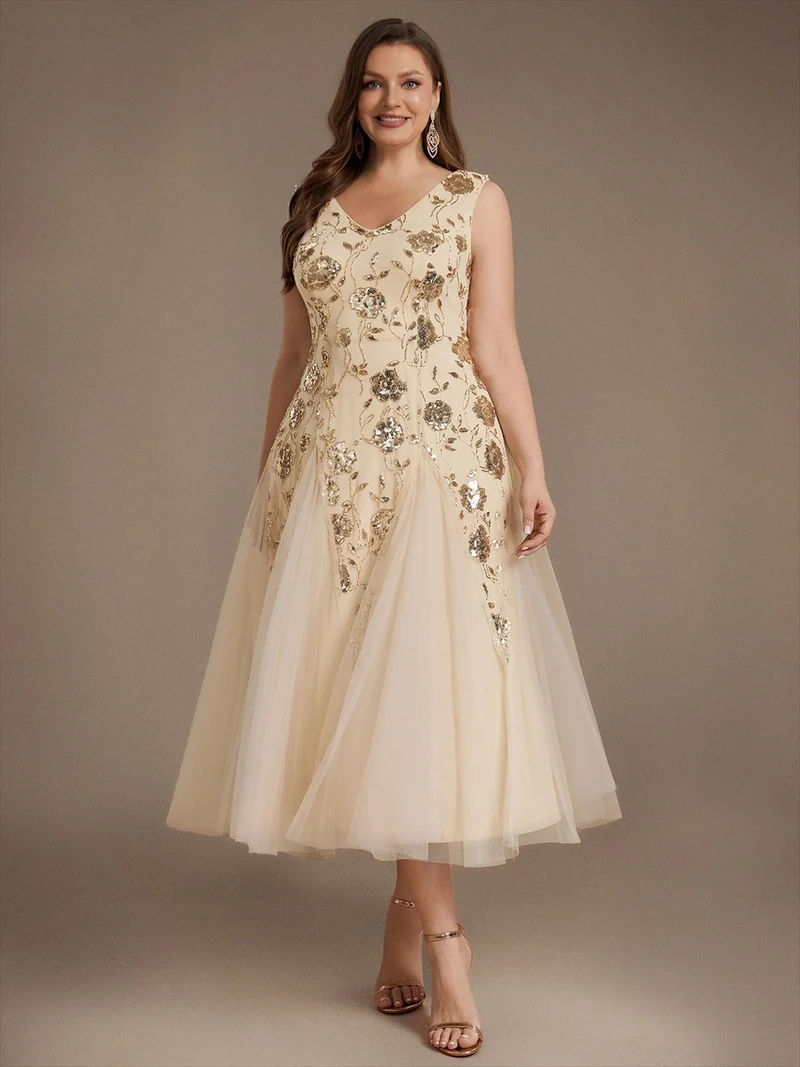 Robe longue à sequins et perles pour invitée de mariage