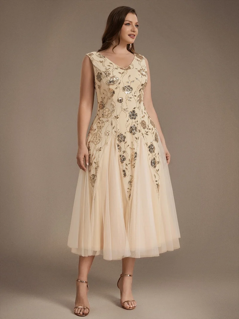 Robe longue à sequins et perles pour invitée de mariage