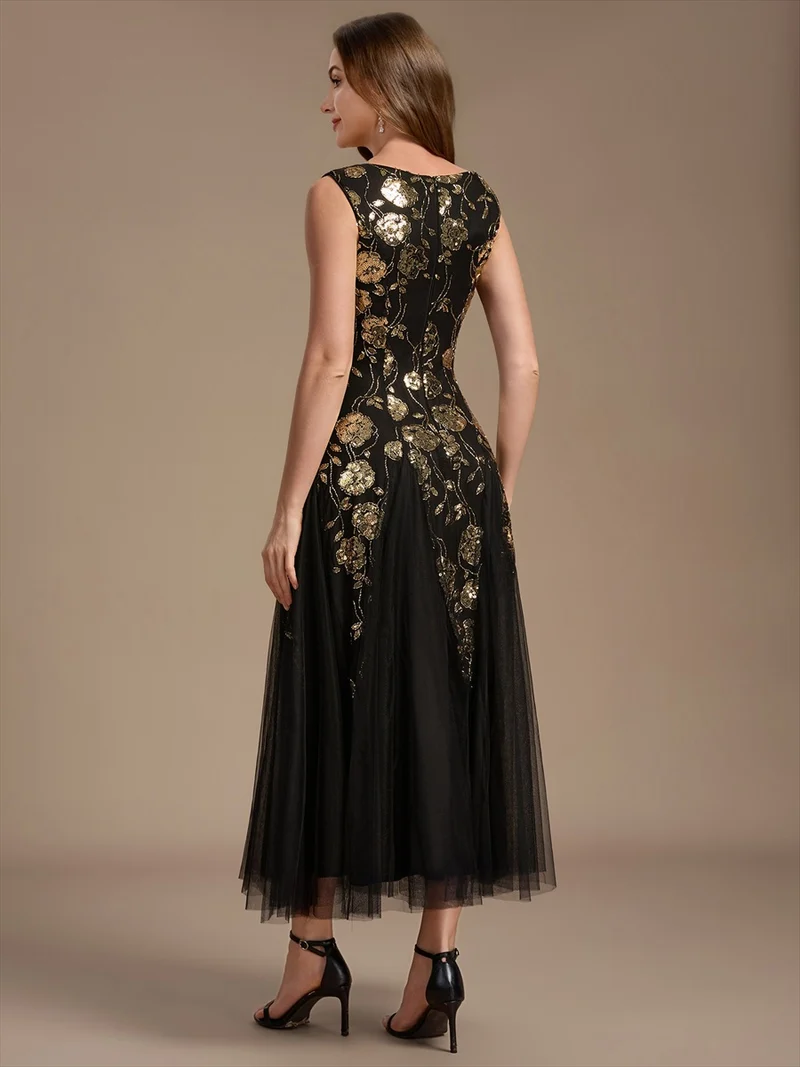 Robe longue à sequins et perles pour invitée de mariage
