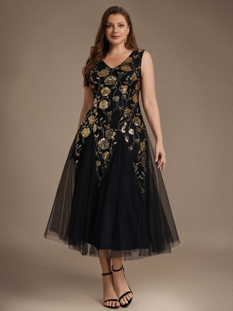 Robe longue à sequins et perles pour invitée de mariage