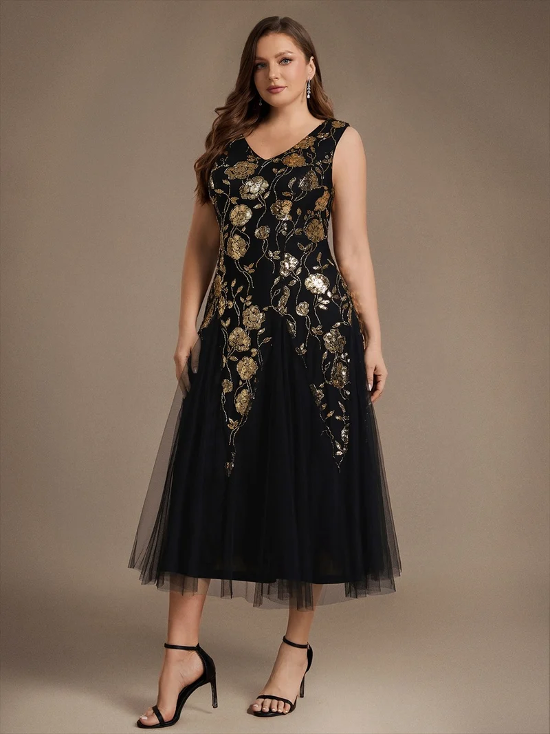 Robe longue à sequins et perles pour invitée de mariage