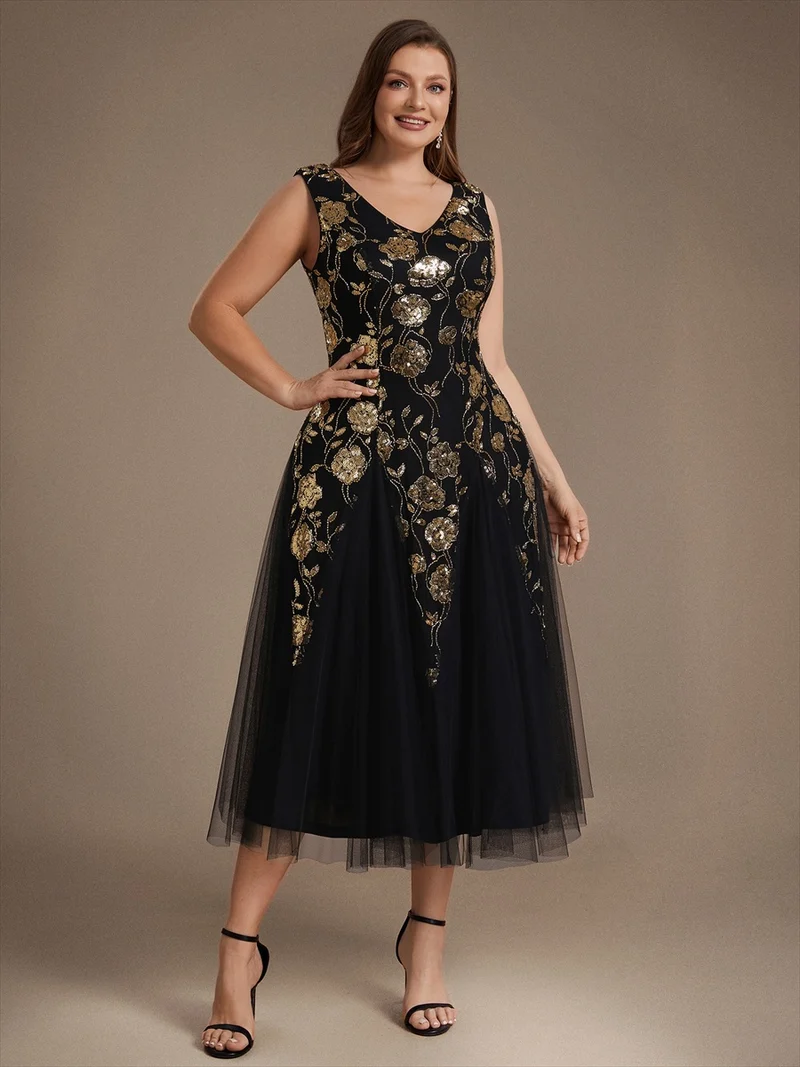 Robe longue à sequins et perles pour invitée de mariage