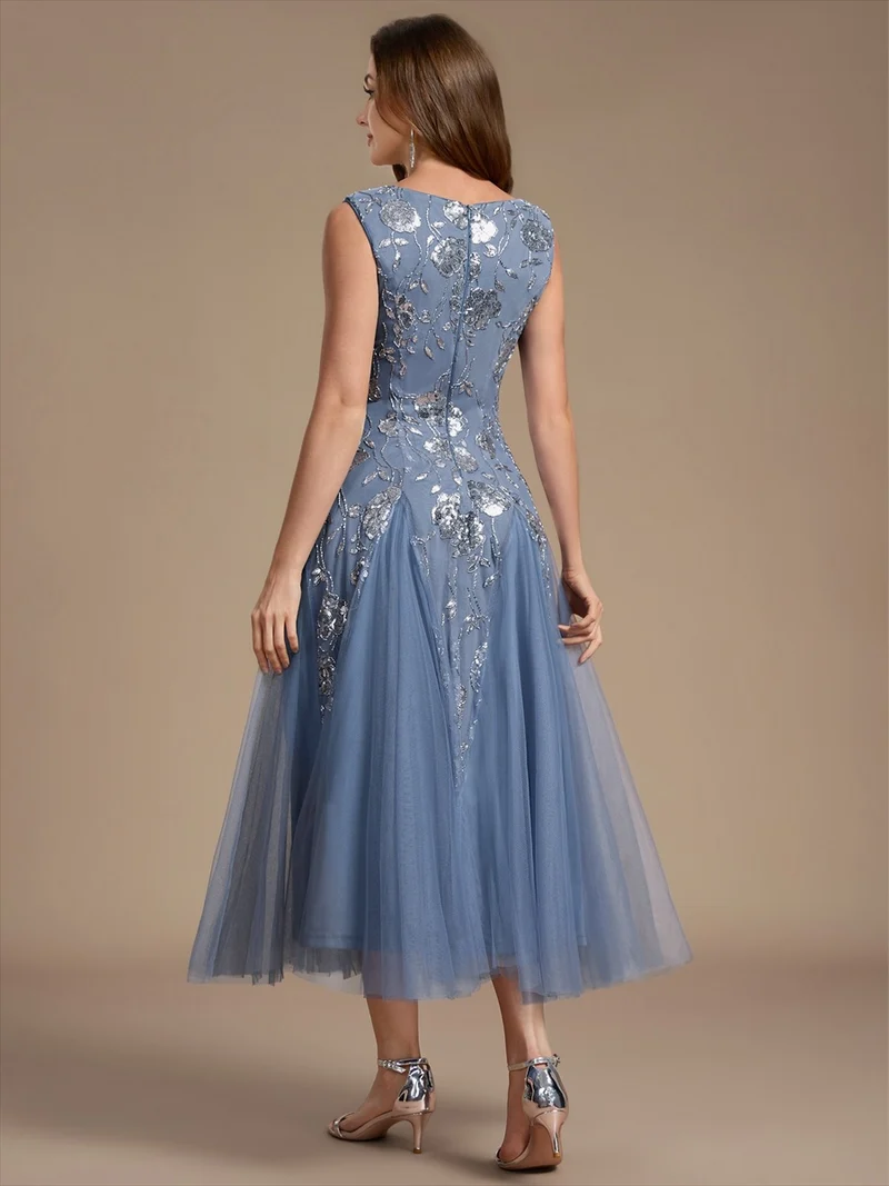 Robe longue à sequins et perles pour invitée de mariage