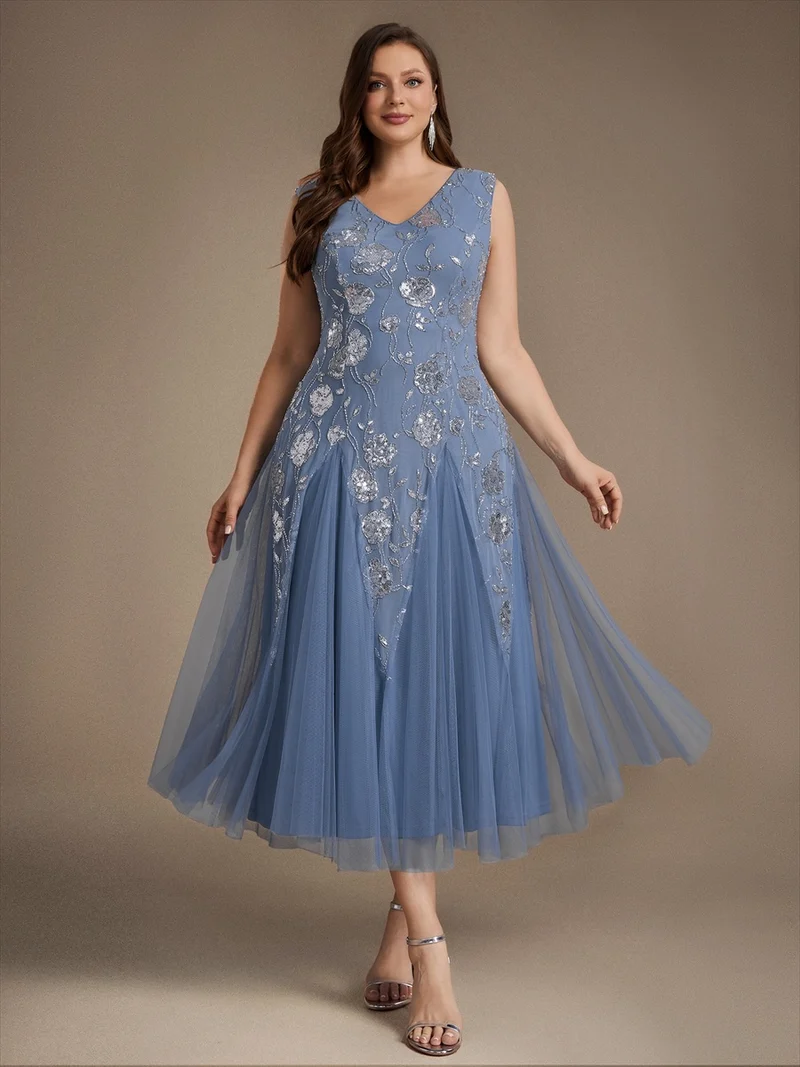 Robe longue à sequins et perles pour invitée de mariage