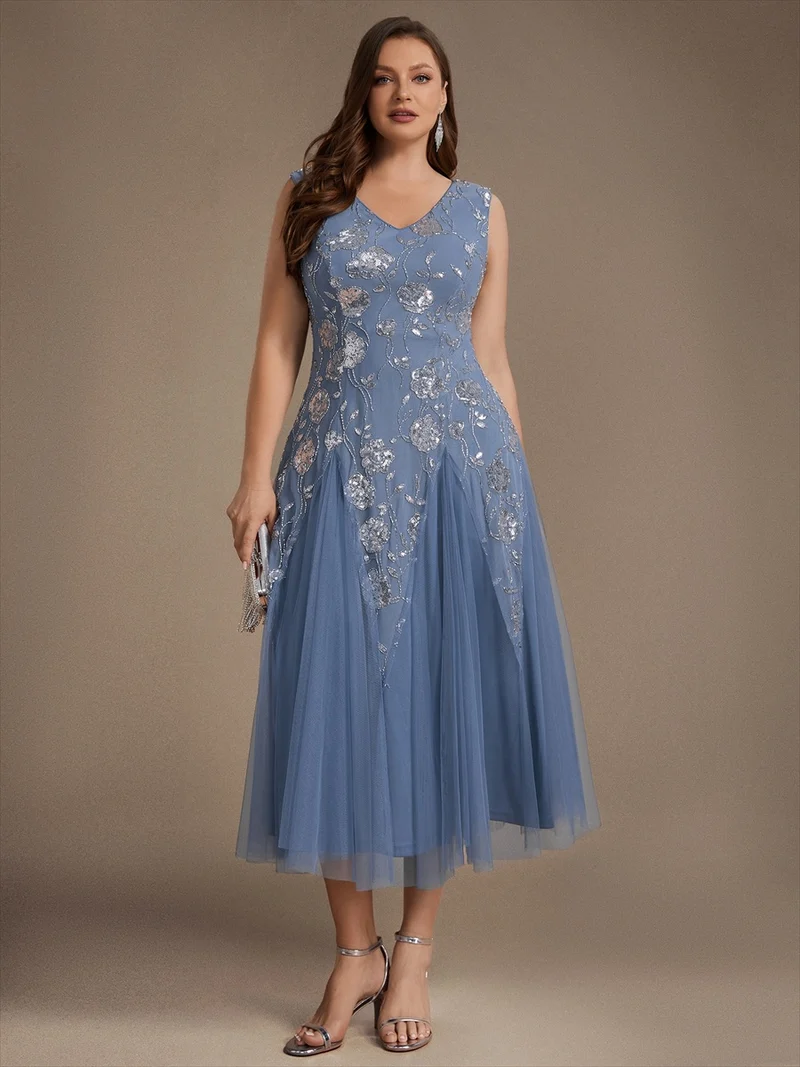 Robe longue à sequins et perles pour invitée de mariage