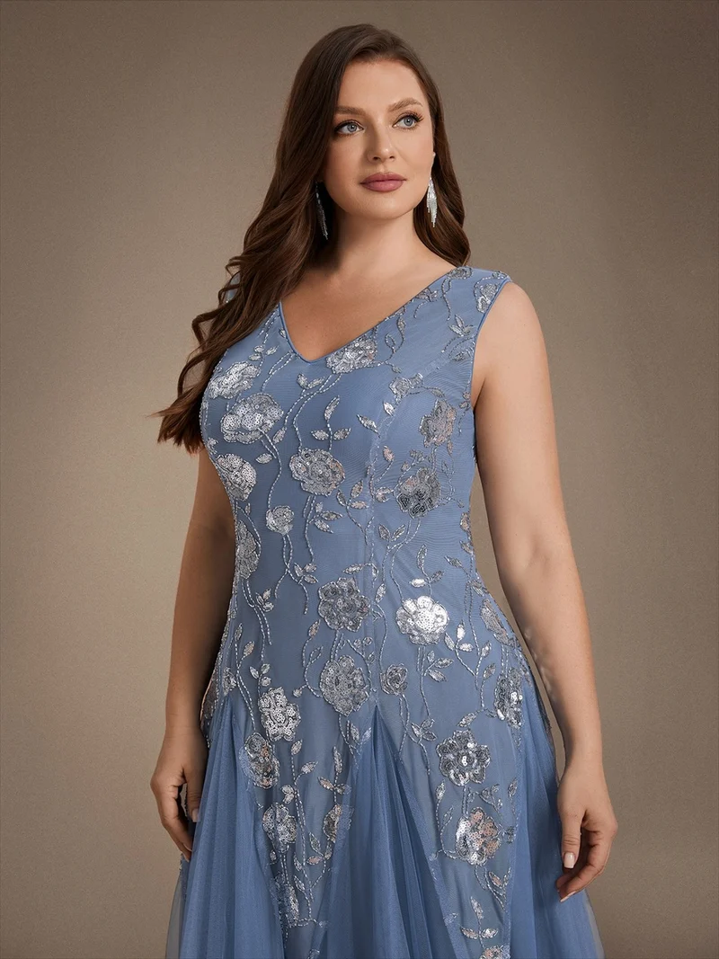 Robe longue à sequins et perles pour invitée de mariage
