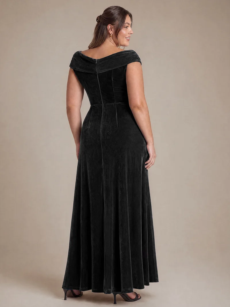 Robe de soirée maxi en velours à sequins et coupe évasée