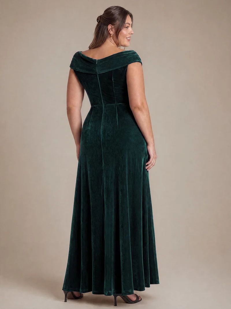 Robe de soirée maxi en velours à sequins et coupe évasée