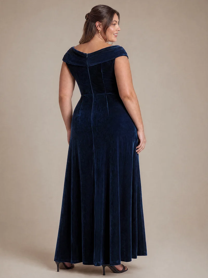 Robe de soirée maxi en velours à sequins et coupe évasée