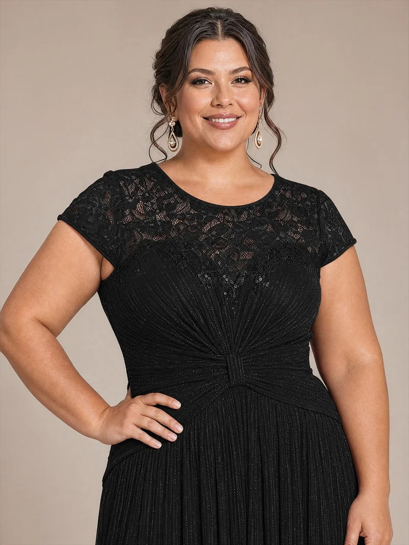 Robe midi en tulle à sequins pour invitée de mariage, à manches courtes