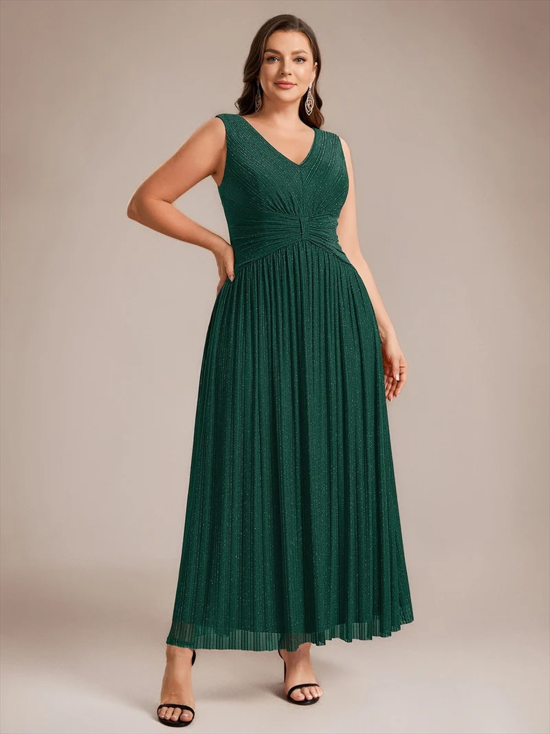 Robe de soirée longue en tulle irisé à col V