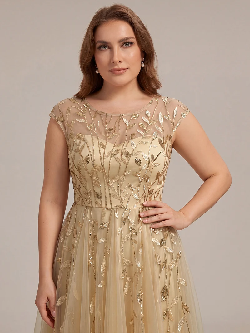 Robe invitée mariage grande taille à paillettes coupe trapèze