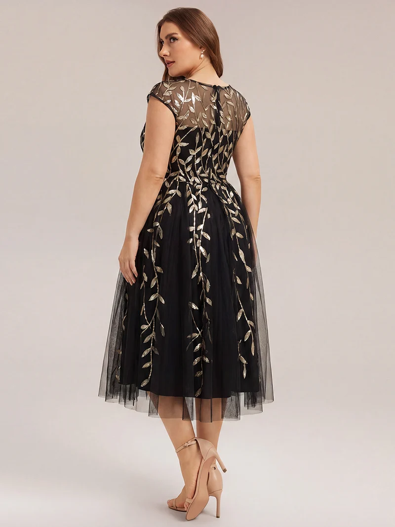 Robe invitée mariage grande taille à paillettes coupe trapèze