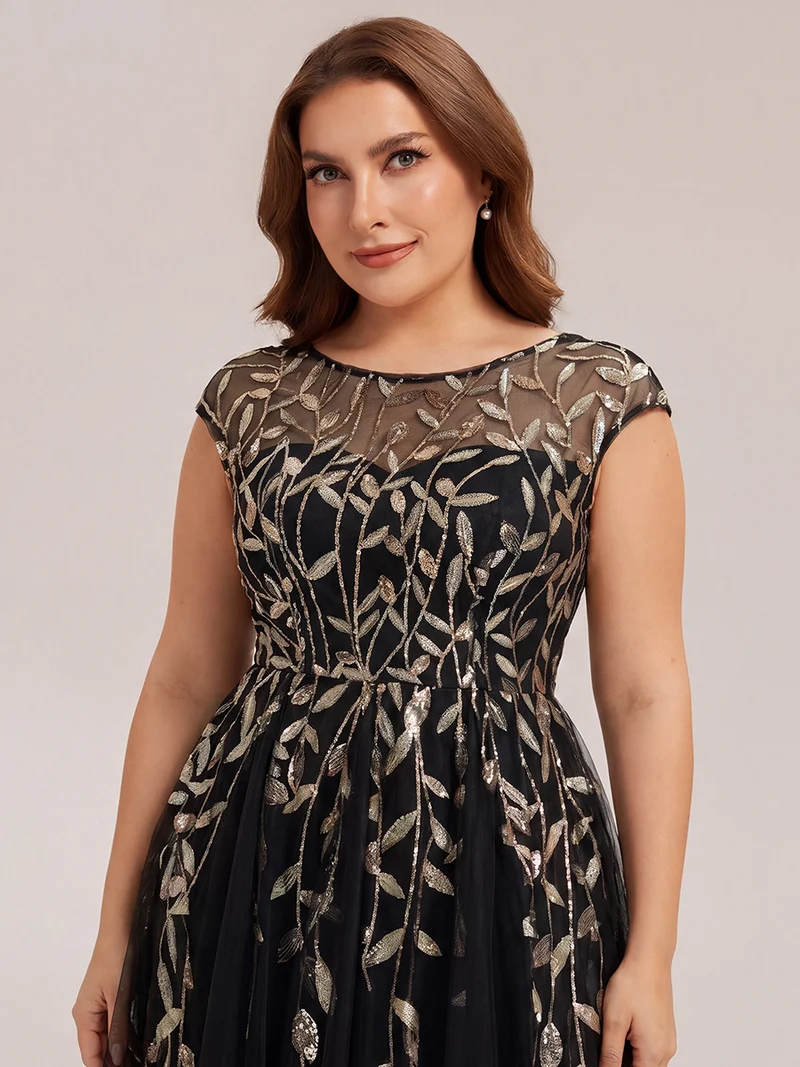 Robe invitée mariage grande taille à paillettes coupe trapèze
